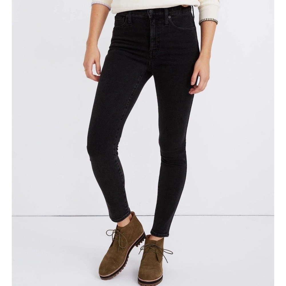 Madewell 10 High-Rise Skinny Jeans Black Lunar Wash Magic Pockets 27P MB009